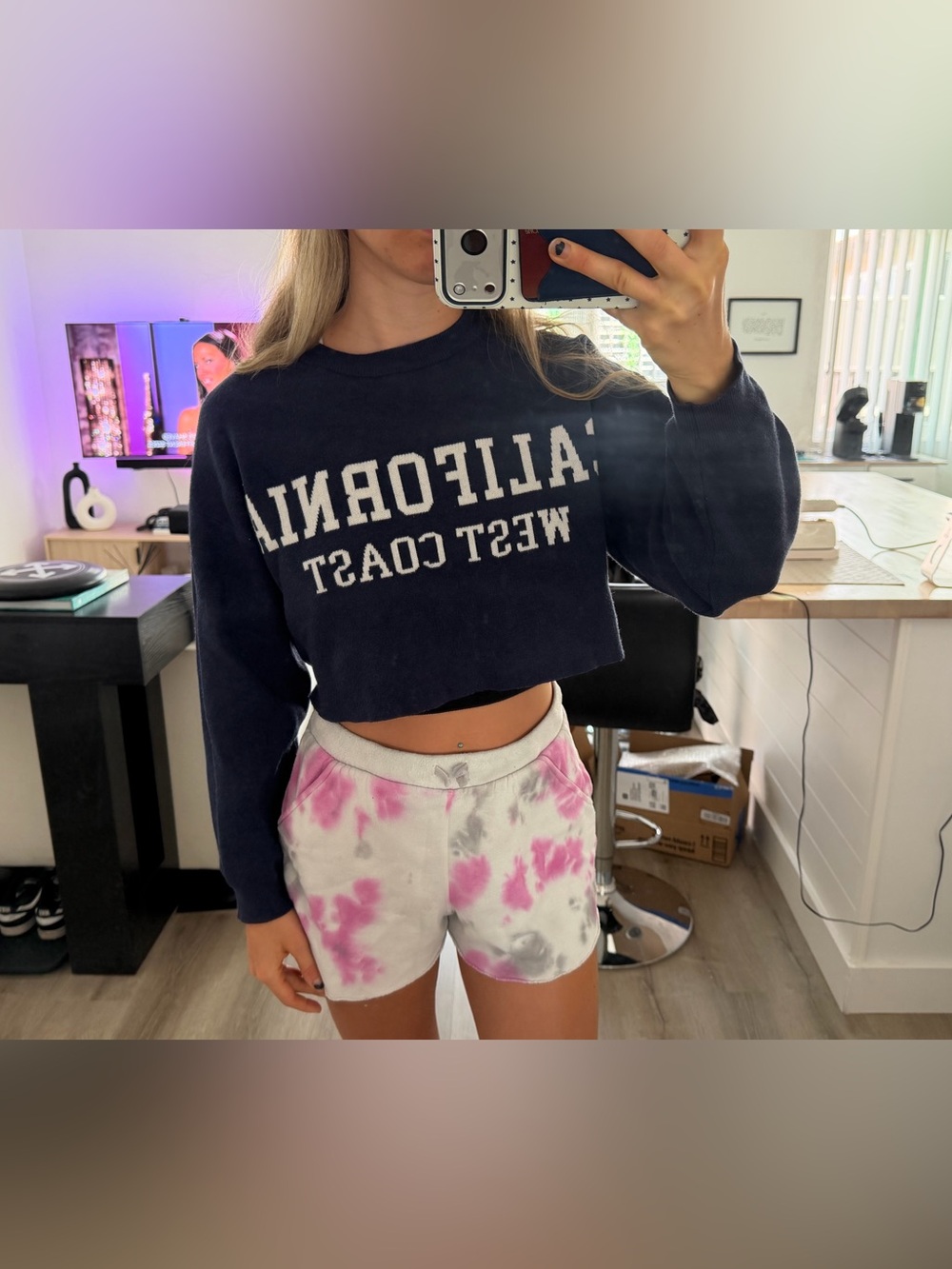 Cropped Navy California West Coast Sweater